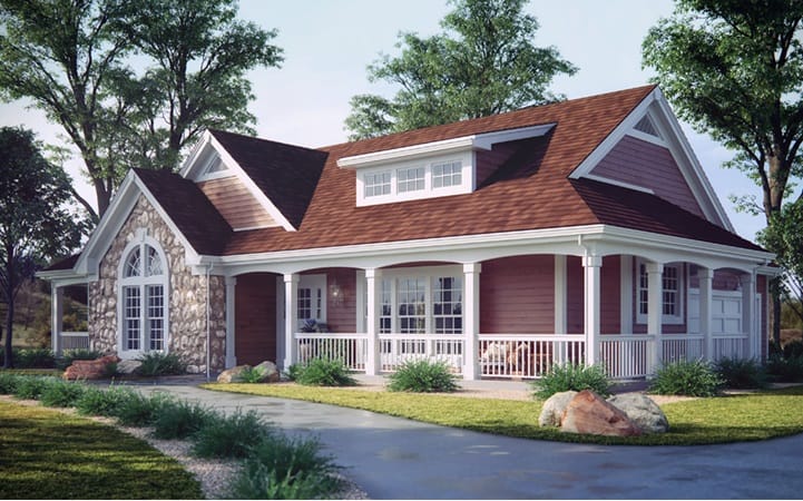 3 Bedroom Country Home Floor Plan with Wrap Around Porch - #138-1002