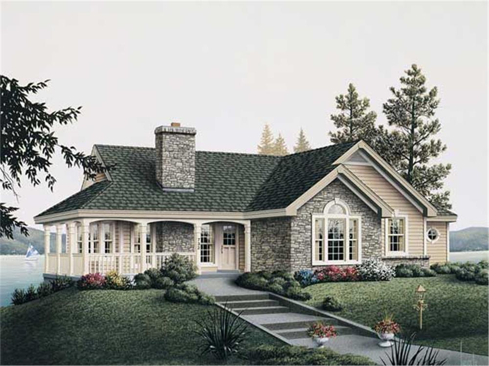 Front elevation of Lake home (ThePlanCollection: House Plan #138-1003)