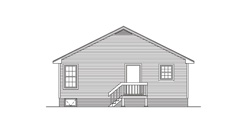 Home Plan Rear Elevation of this 3-Bedroom,1320 Sq Ft Plan -138-1015