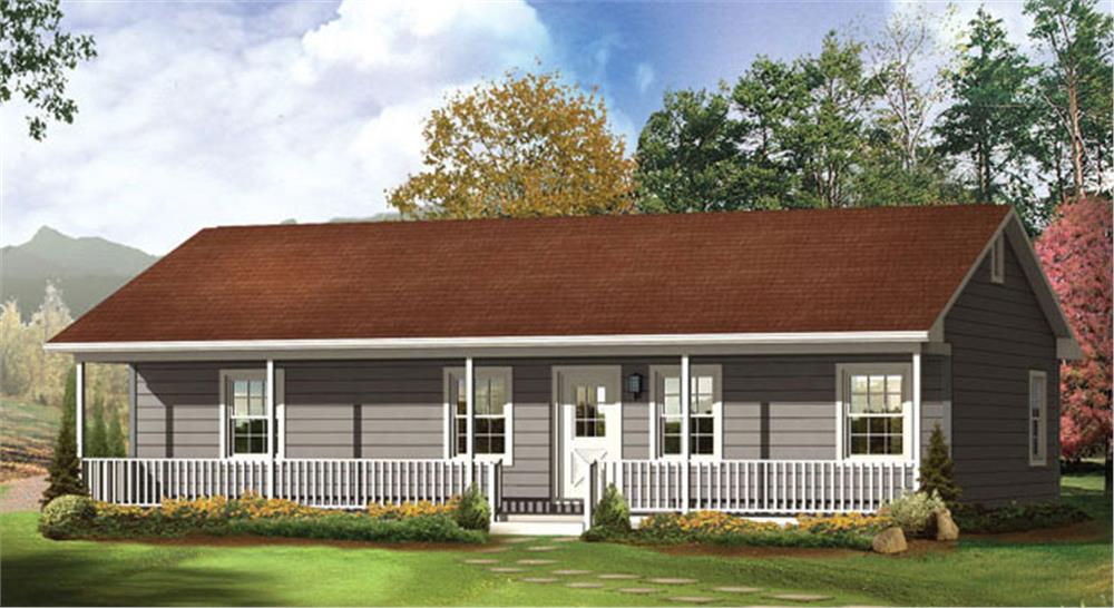 Front elevation of Ranch home (ThePlanCollection: House Plan #138-1019)