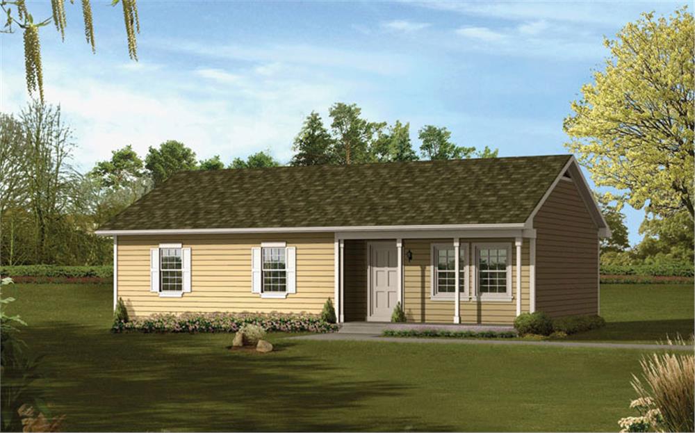 Front elevation of Ranch home (ThePlanCollection: House Plan #138-1021)