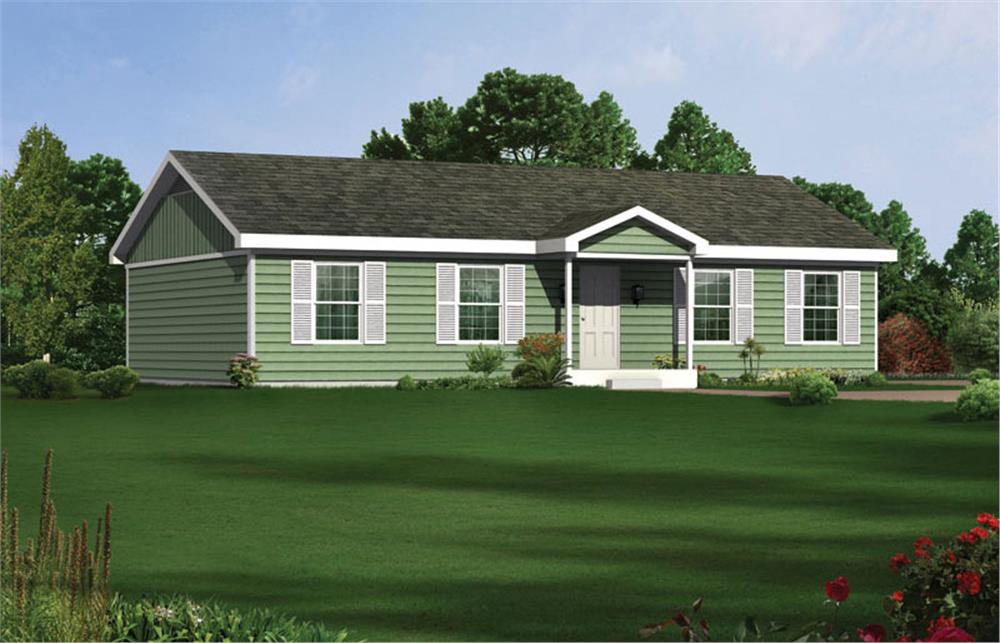 Front elevation of Ranch home (ThePlanCollection: House Plan #138-1025)