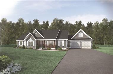 3-Bedroom, 1708 Sq Ft Country Home Plan - 138-1027 - Main Exterior