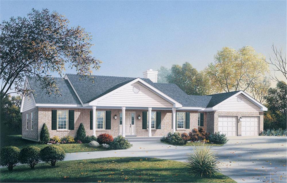 Front elevation of Ranch home (ThePlanCollection: House Plan #138-1031)