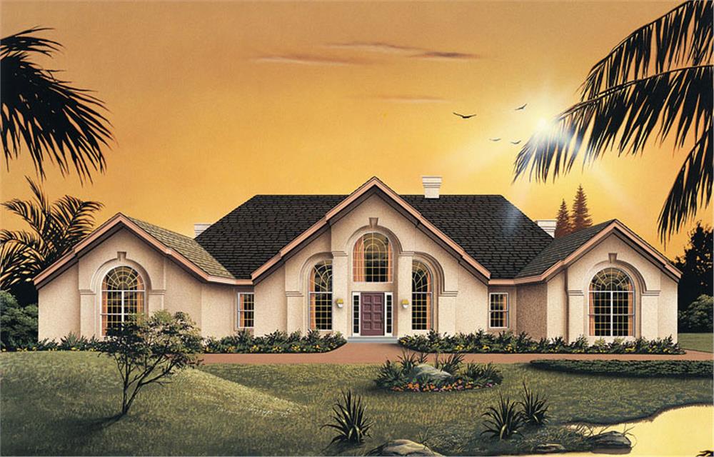 Front elevation of Ranch home (ThePlanCollection: House Plan #138-1033)