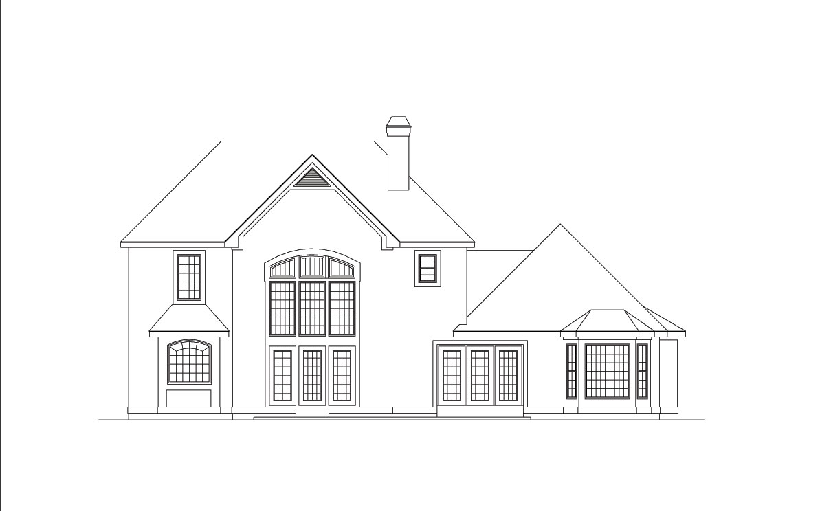 Home Plan Rear Elevation of this 4-Bedroom,2716 Sq Ft Plan -138-1040