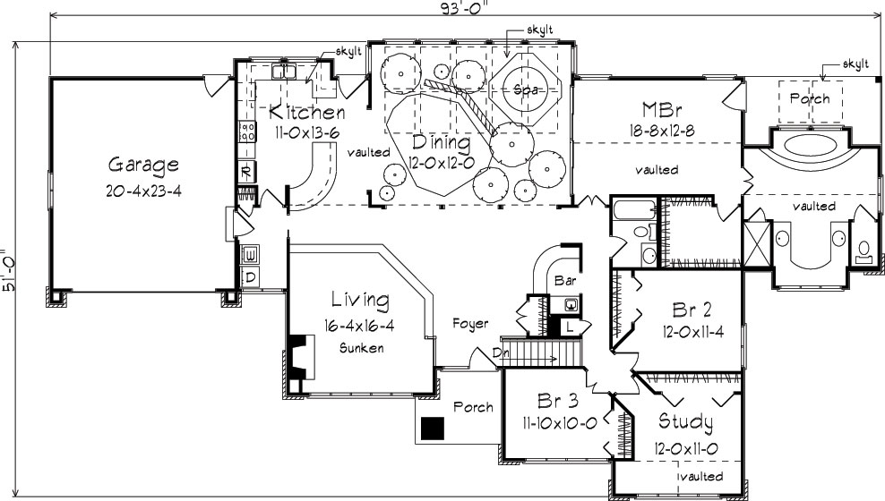 Floor Plan First Story of Contemporary Plan #138-1043