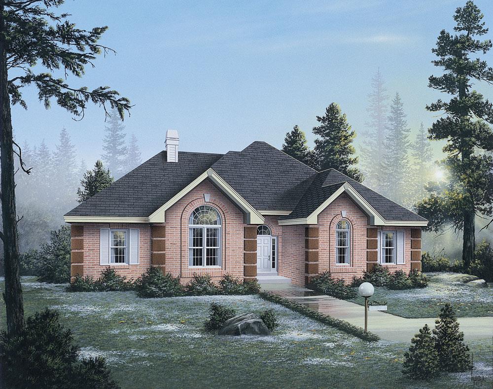 Front elevation of Ranch home (ThePlanCollection: House Plan #138-1048)