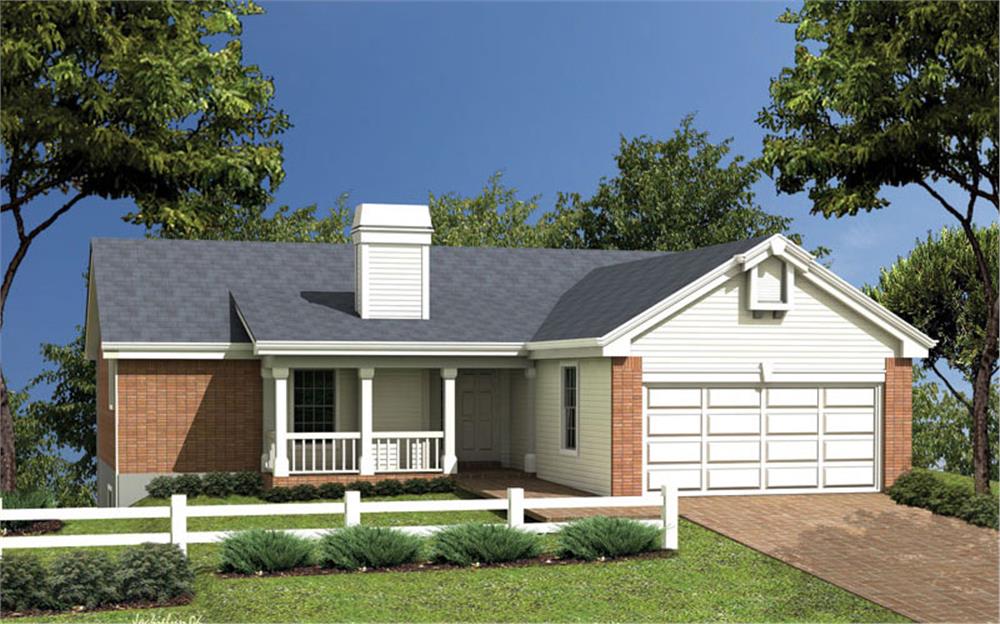Front elevation of Ranch home (ThePlanCollection: House Plan #138-1049)