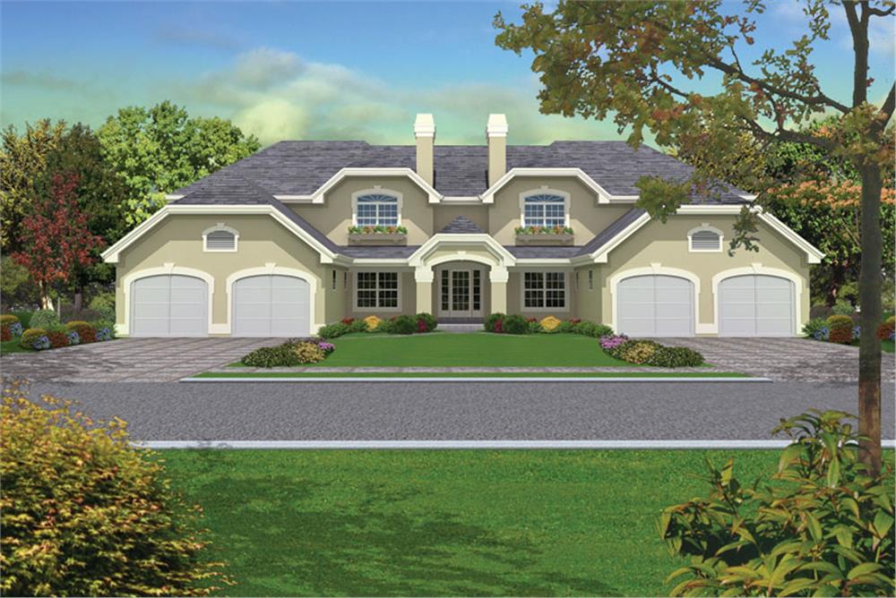 Front elevation of Multi-Unit home (ThePlanCollection: House Plan #138-1053)