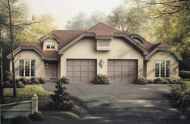 Front elevation of Multi-Unit home (ThePlanCollection: House Plan #138-1056)