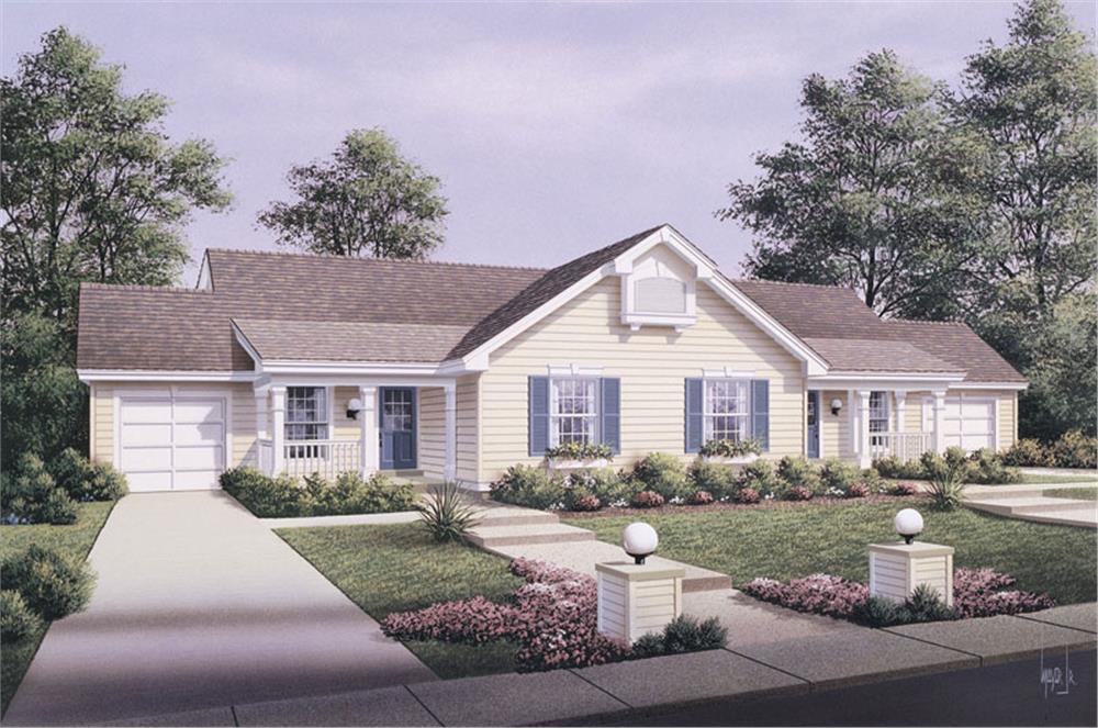Front elevation of Multi-Unit home (ThePlanCollection: House Plan #138-1057)