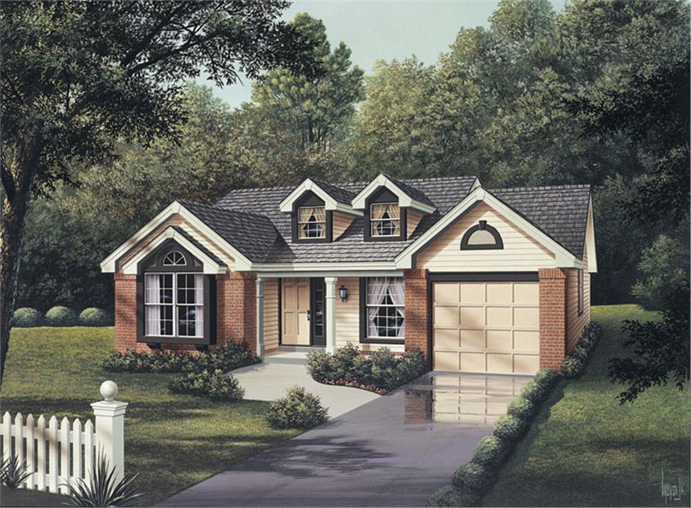 Front elevation of Ranch home (ThePlanCollection: House Plan #138-1062)