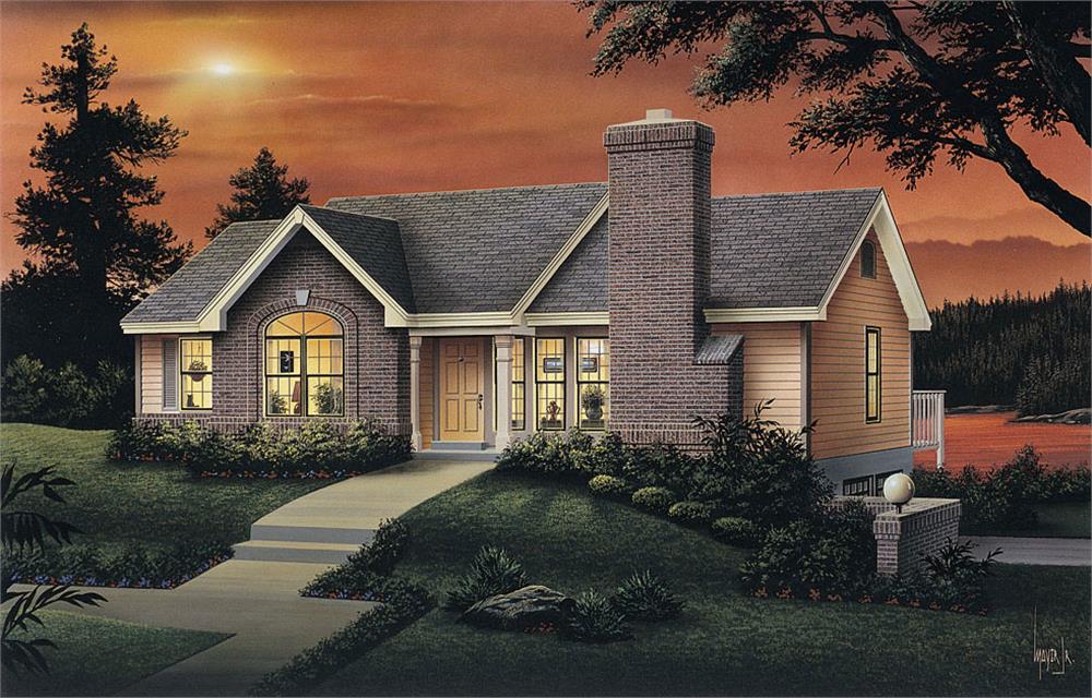 Front elevation of Ranch home (ThePlanCollection: House Plan #138-1068)