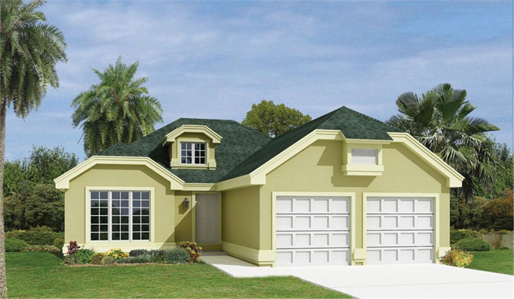 Front elevation of Ranch home (ThePlanCollection: House Plan #138-1074)