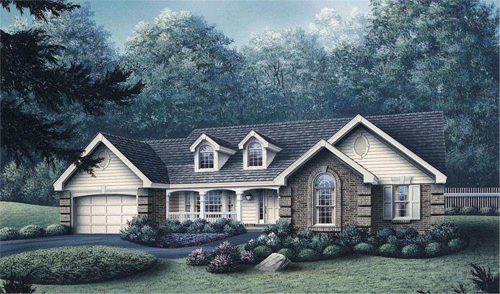 Front elevation of Ranch home (ThePlanCollection: House Plan #138-1079)