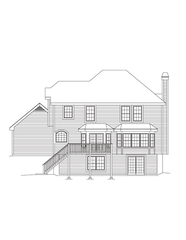Home Plan Rear Elevation of this 4-Bedroom,2614 Sq Ft Plan -138-1081