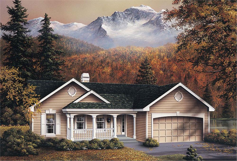 Front elevation of Ranch home (ThePlanCollection: House Plan #138-1083)