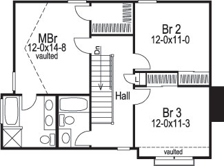 Floor Plan Second Story of Country Plan #138-1084