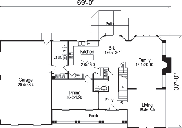 Floor Plan First Story of Traditional Plan #138-1095