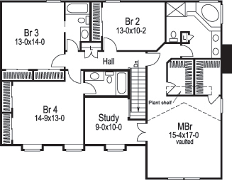 Floor Plan Second Story of Traditional Plan #138-1095