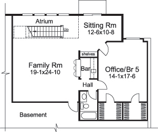 Floor Plan Basement of Ranch Plan #138-1097