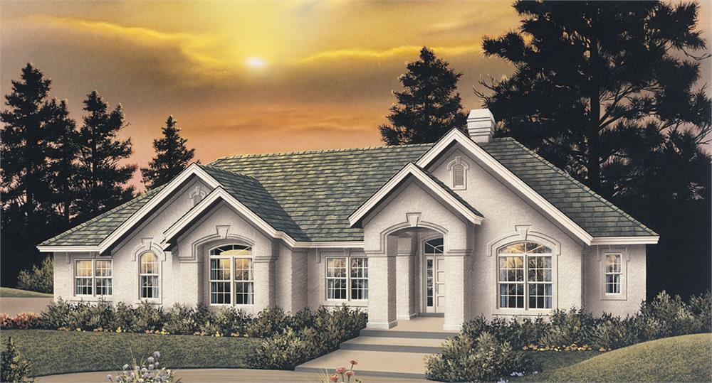 Front elevation of Ranch home (ThePlanCollection: House Plan #138-1097)