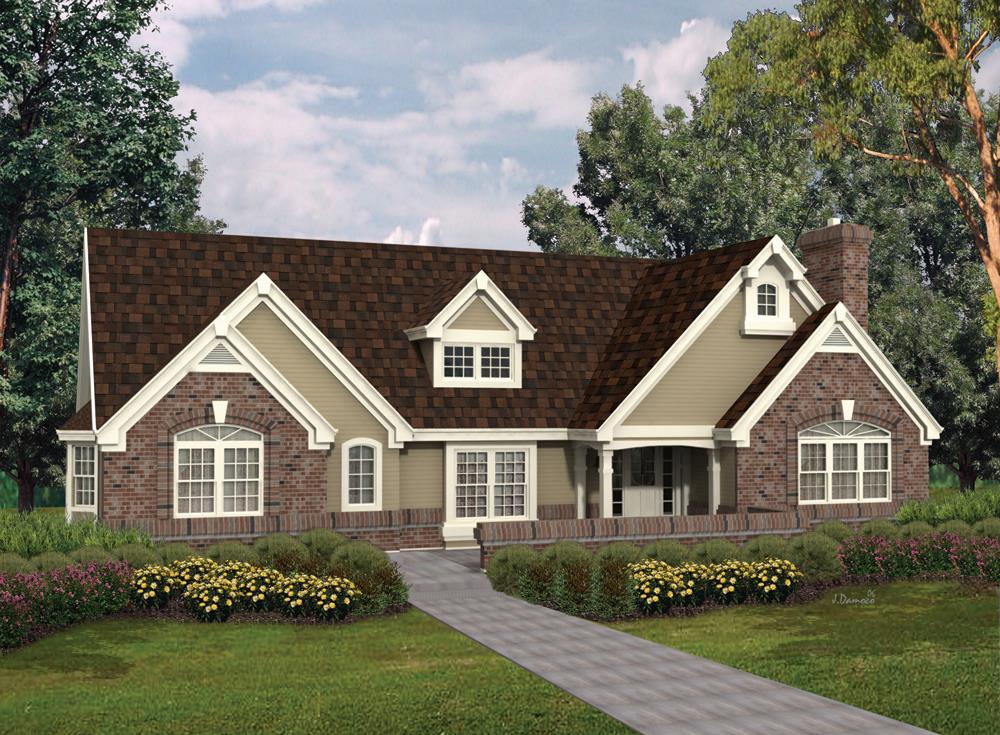 Front elevation of Ranch home (ThePlanCollection: House Plan #138-1099)