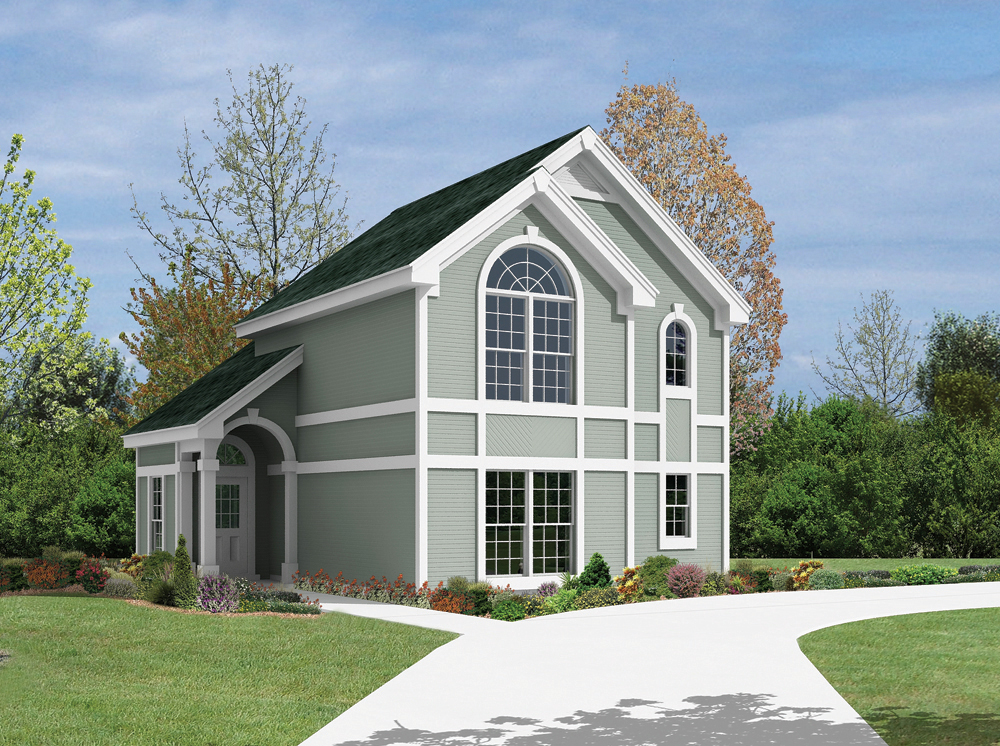 Front elevation of Garage w/Apartments home (ThePlanCollection: House Plan #138-1103)