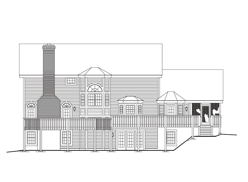 Home Plan Rear Elevation of this 4-Bedroom,3034 Sq Ft Plan -138-1111