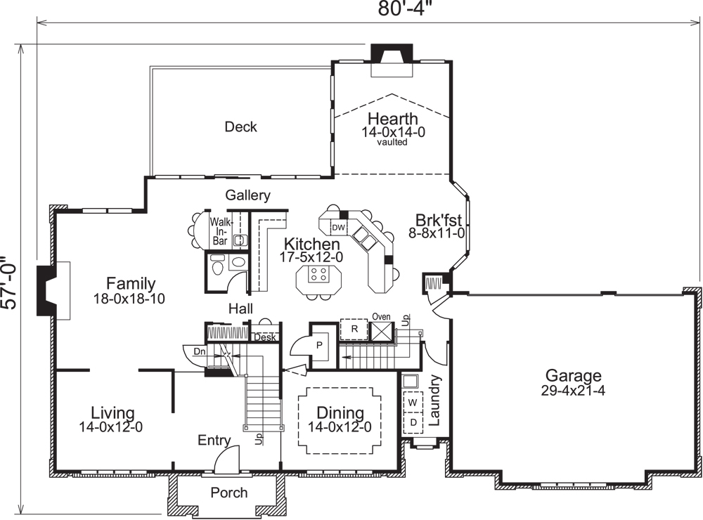 Floor Plan First Story of Traditional Plan #138-1113