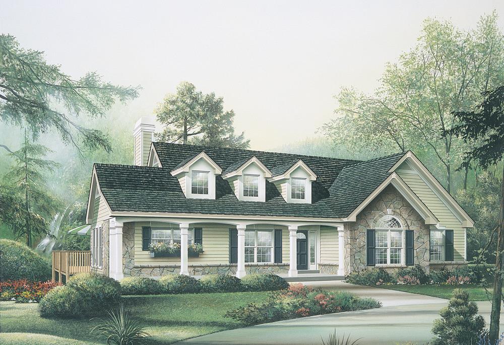 Front elevation of Ranch home (ThePlanCollection: House Plan #138-1114)