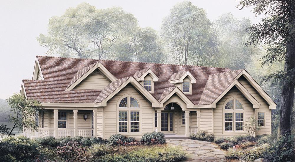 Front elevation of Ranch home (ThePlanCollection: House Plan #138-1117)