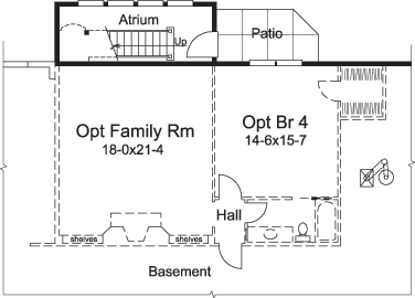 Floor Plan Basement of Ranch Plan #138-1126