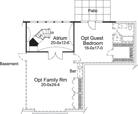 Floor Plan Basement of Ranch Plan #138-1129