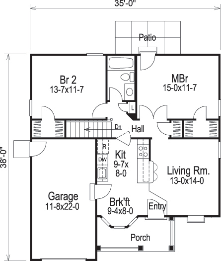 Floor Plan First Story of Transitional Plan #138-1137