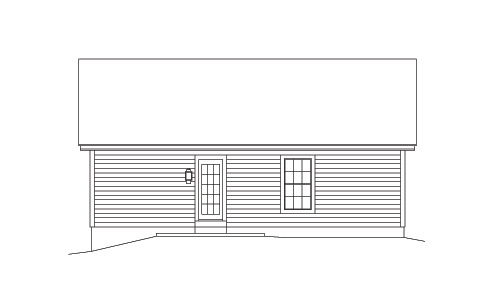 Home Plan Rear Elevation of this 2-Bedroom,888 Sq Ft Plan -138-1137