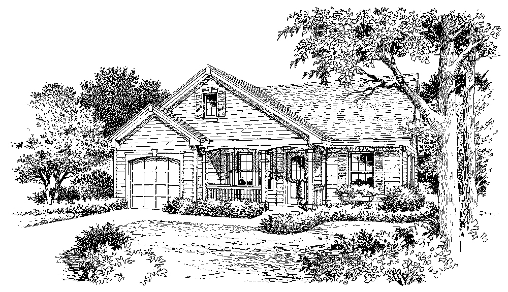 Front View of this 2-Bedroom, 888 Sq Ft Plan - 138-1137
