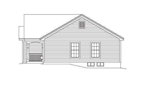 Home Plan Right Elevation of this 2-Bedroom,888 Sq Ft Plan -138-1137