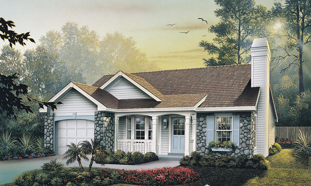 Front elevation of Ranch home (ThePlanCollection: House Plan #138-1138)