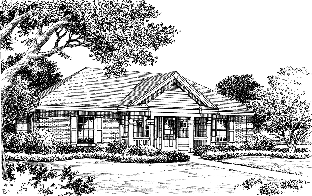 Front View of this 1-Bedroom, 588 Sq Ft Plan - 138-1143