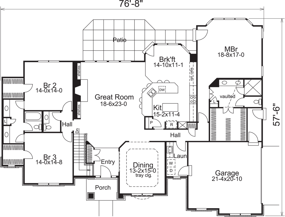 Floor Plan First Story of Traditional Plan #138-1145