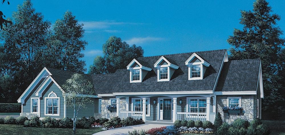 Front elevation of Ranch home (ThePlanCollection: House Plan #138-1146)