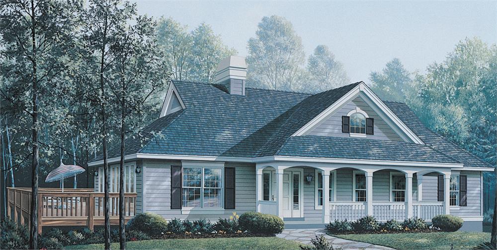 Front elevation of Ranch home (ThePlanCollection: House Plan #138-1147)