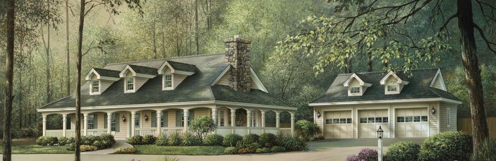 Front elevation of Ranch home (ThePlanCollection: House Plan #138-1155)