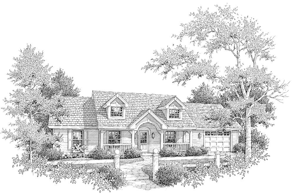 Front View of this 3-Bedroom, 1365 Sq Ft Plan - 138-1157