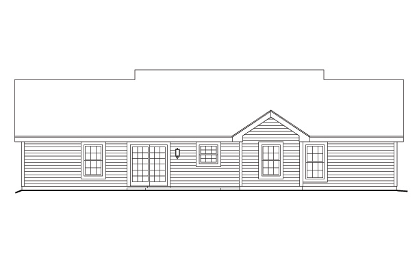 Home Plan Rear Elevation of this 3-Bedroom,1365 Sq Ft Plan -138-1157