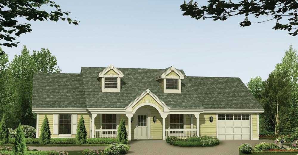 Front elevation of Cottage home (ThePlanCollection: House Plan #138-1157)