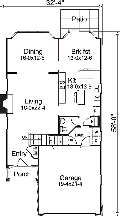 Floor Plan First Story of Country Plan #138-1158