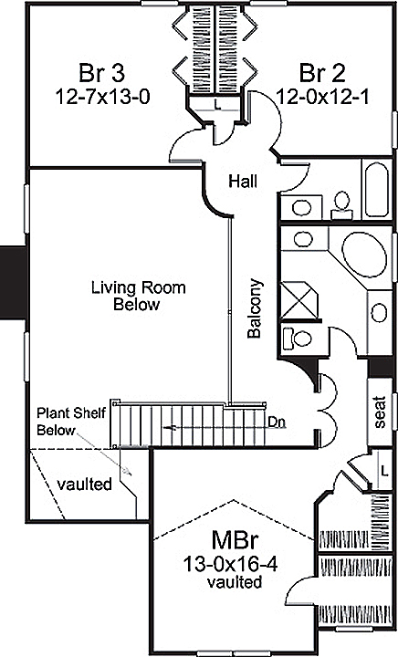 Floor Plan Second Story of Country Plan #138-1158